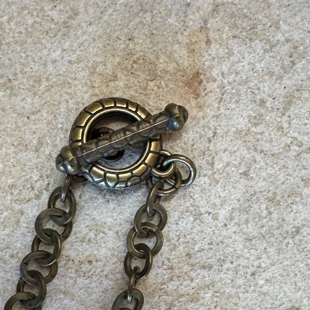 Long Layered Green Bead and Chain Necklace
